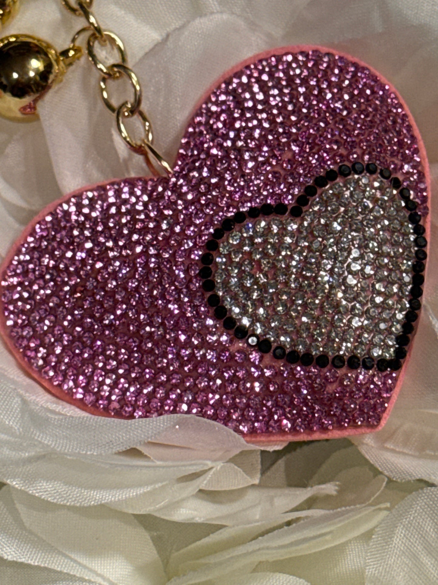 Rhinestone Pink Heart Bag Charm