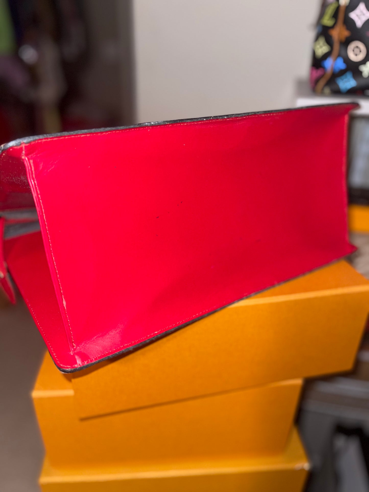 Louis Vuitton Epi Leather Red Handbag Business Tote