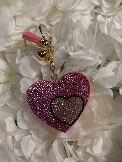 Rhinestone Pink Heart Bag Charm