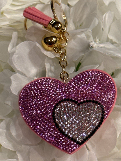Rhinestone Pink Heart Bag Charm