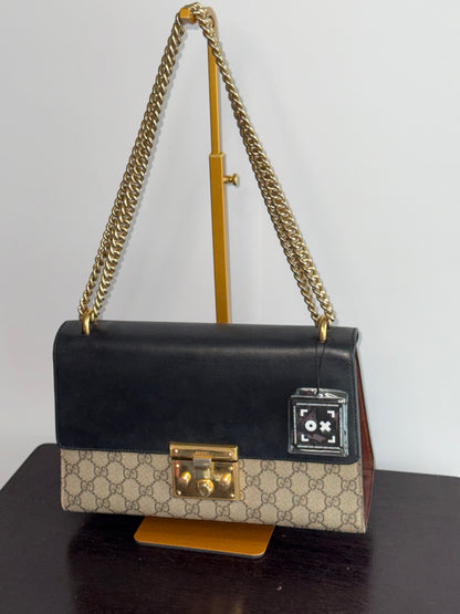 Gucci Padlock Canvas GG Chain Shoulder Handbag