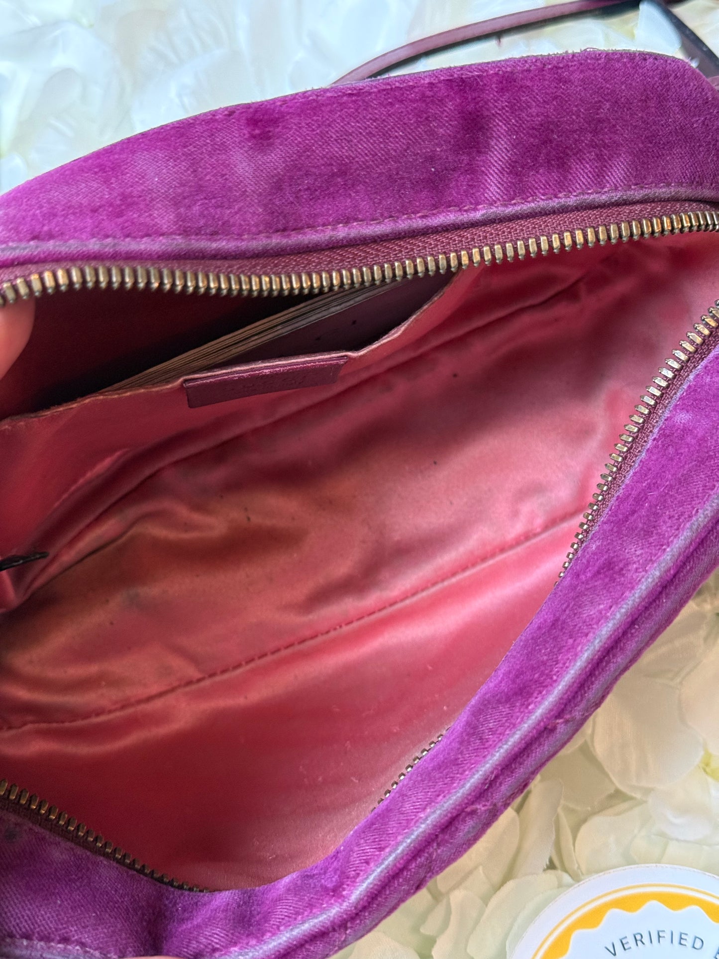 Gucci GG Matelasse Velvet Marmont Purple Crossbody Bag