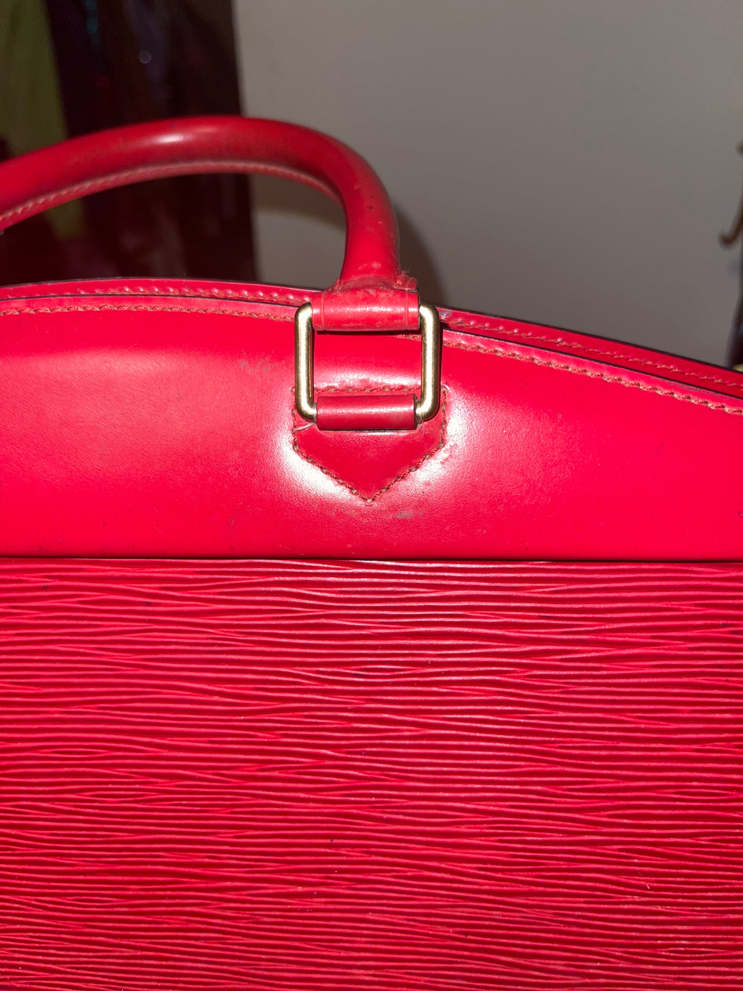 Louis Vuitton Epi Leather Red Handbag Business Tote