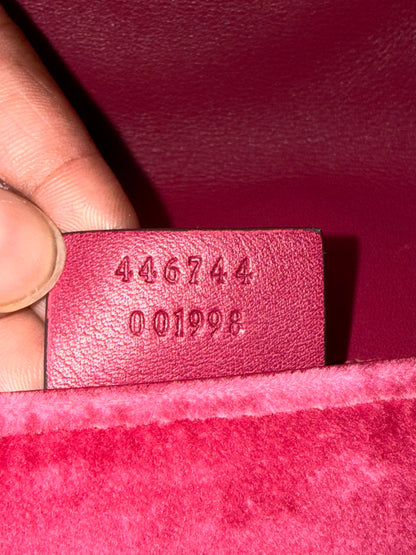 Gucci Marmont GG Pink Velvet Chain Shoulder Handbag