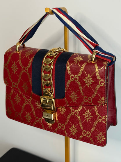 Gucci Sylvie Red GG Limited Edition Crossbody Handbag