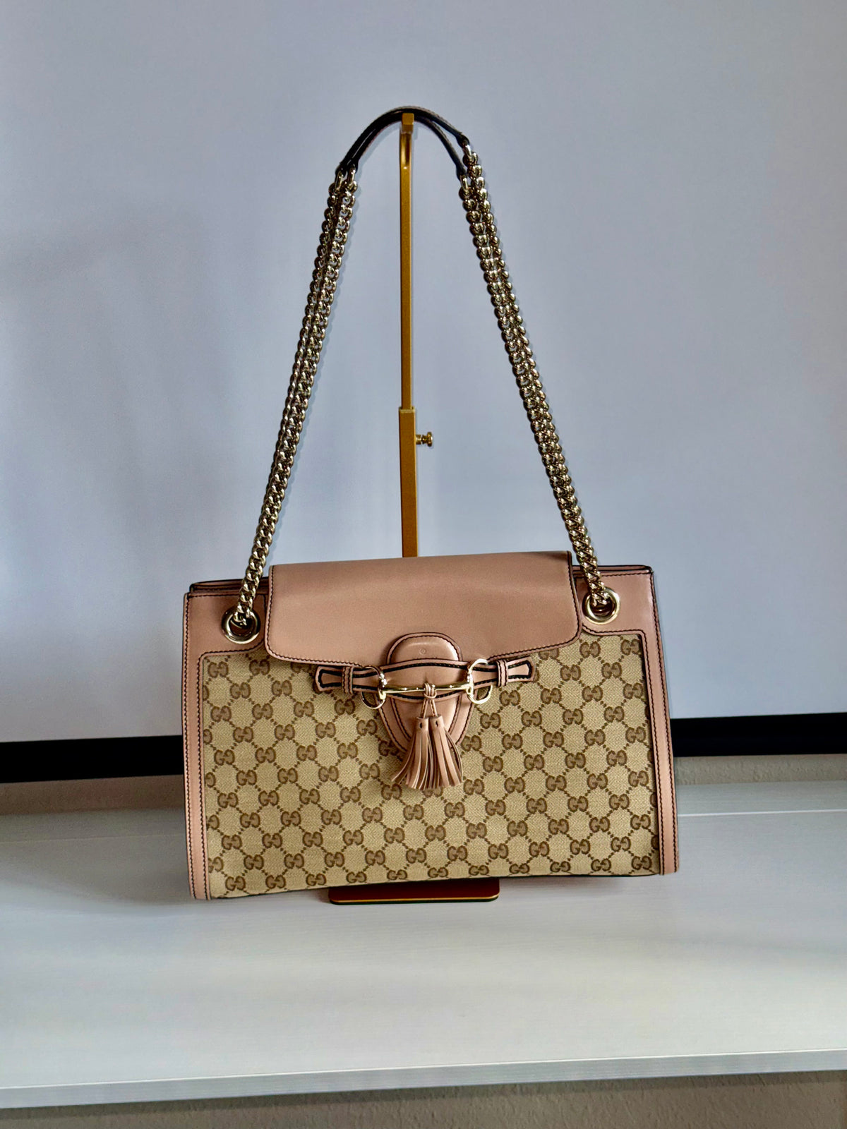 Gucci Emily Pink GG Crossbody Chain Shoulder Bag