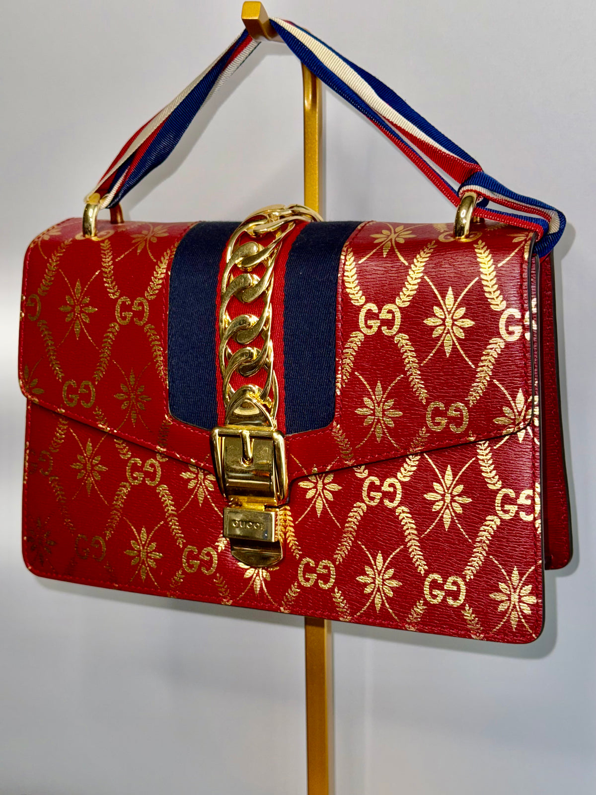 Gucci Sylvie Red GG Limited Edition Crossbody Handbag