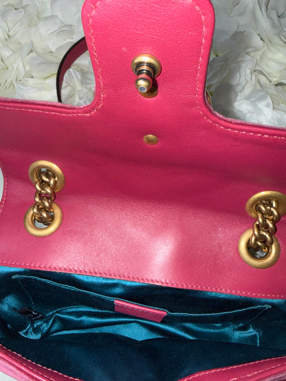 Gucci Marmont GG Pink Velvet Chain Shoulder Handbag