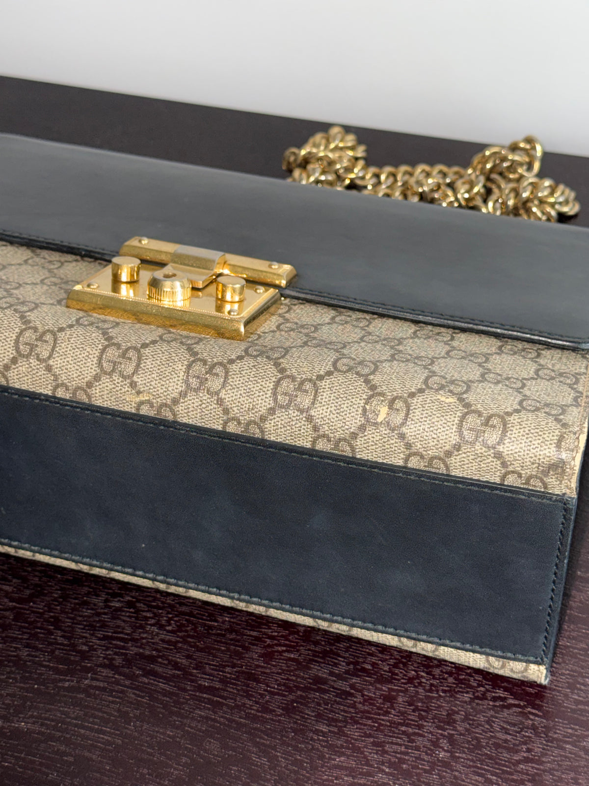 Gucci Padlock Canvas GG Chain Shoulder Handbag