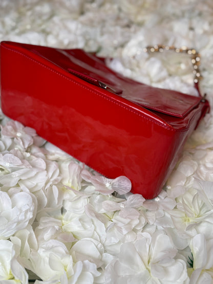Fendi Mamma Baguette Red Patent Leather Handbag