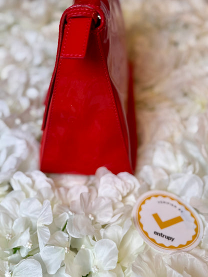 Fendi Mamma Baguette Red Patent Leather Handbag