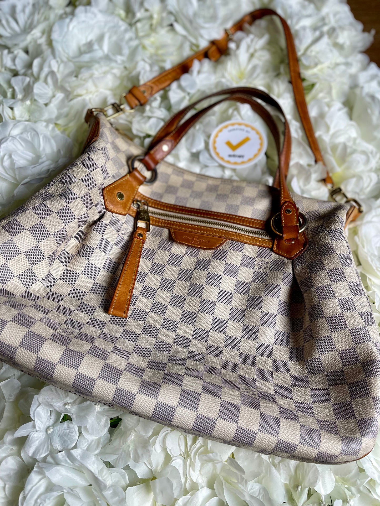 Louis Vuitton Evora Satchel Handbag Damier Azur- Vintage