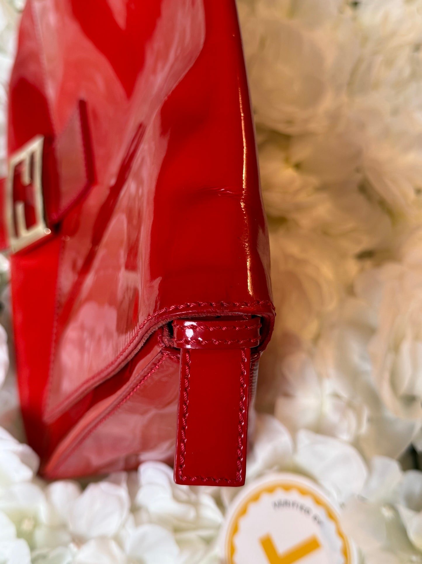 Fendi Mamma Baguette Red Patent Leather Handbag