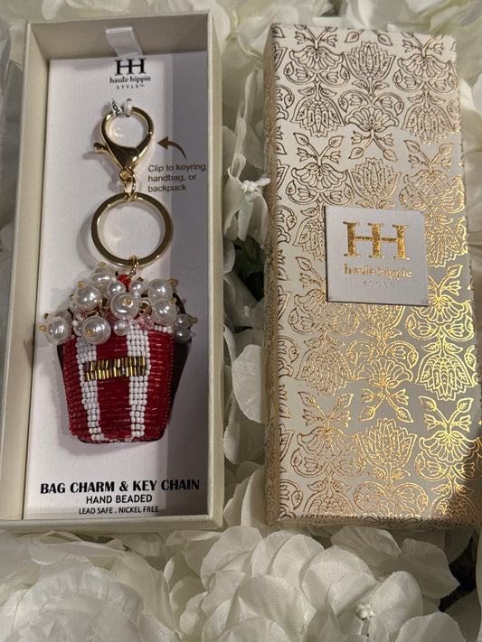 Popcorn Beaded Bag Charm