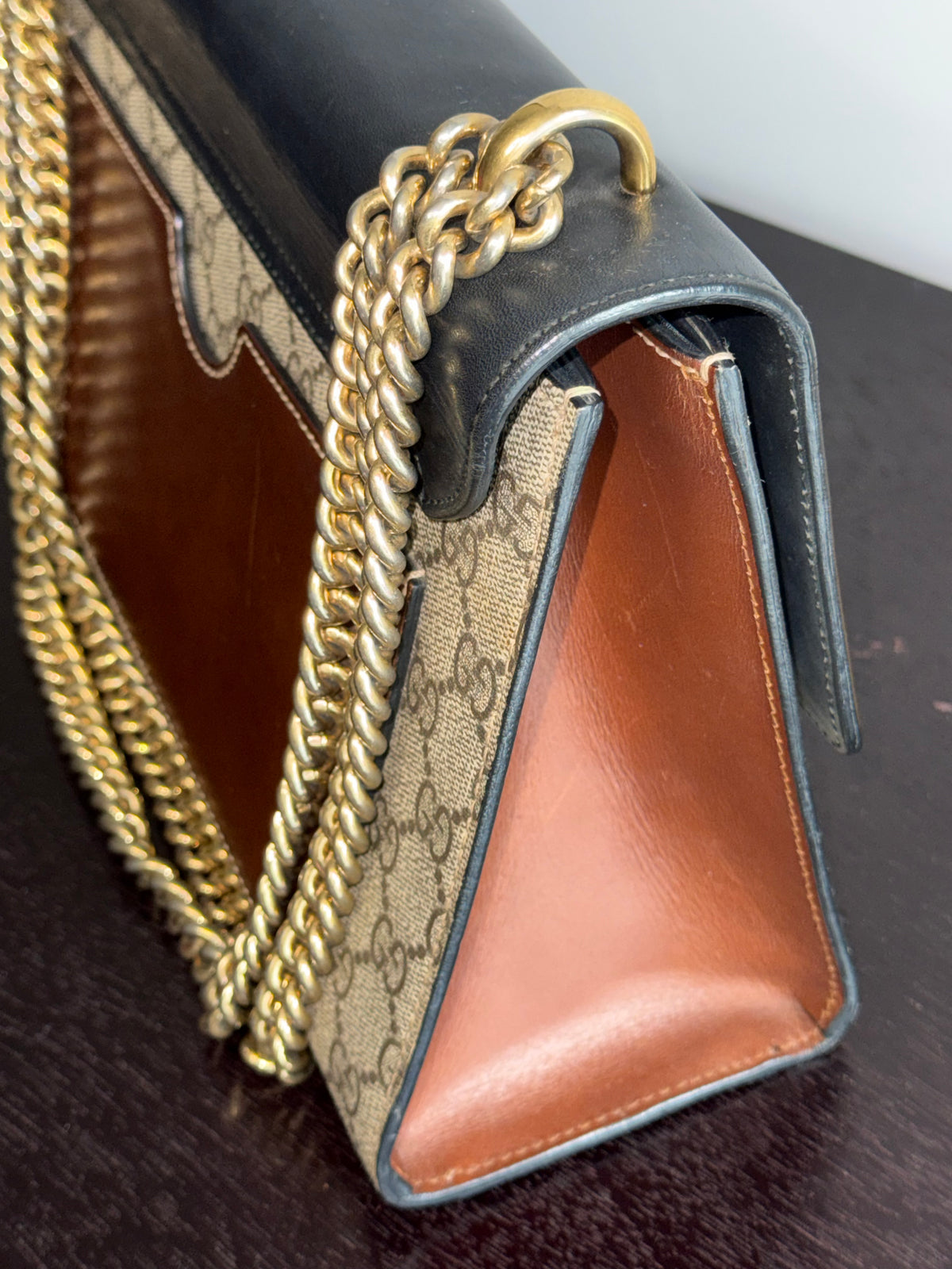 Gucci Padlock Canvas GG Chain Shoulder Handbag