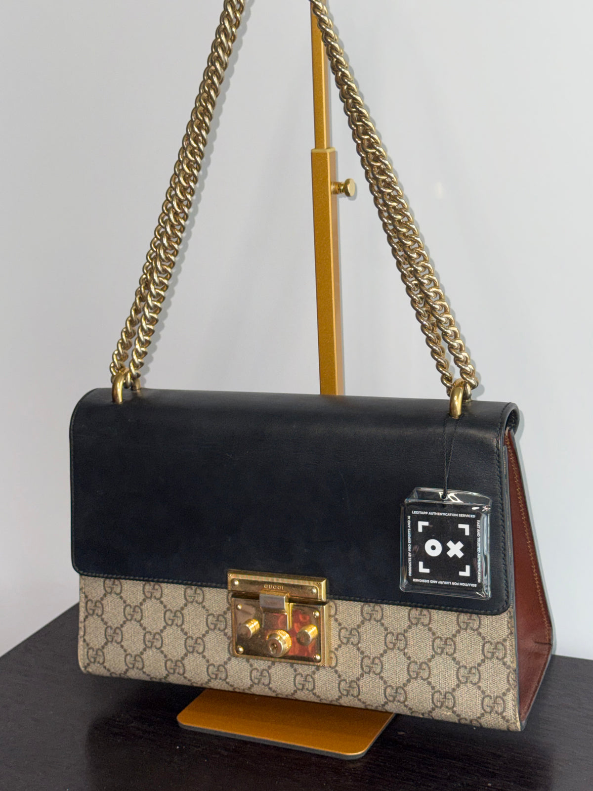 Gucci Padlock Canvas GG Chain Shoulder Handbag