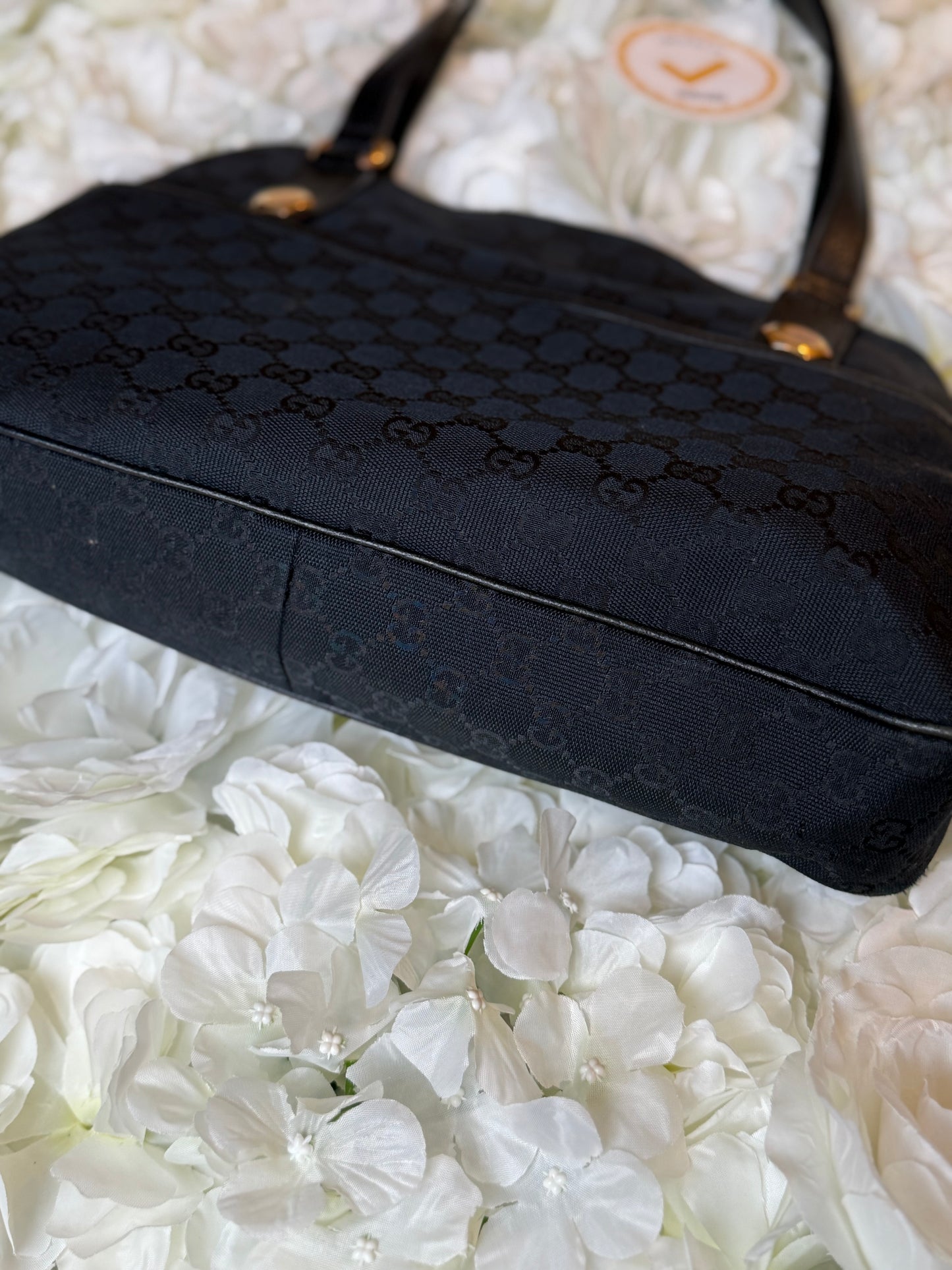 Gucci Charmy GG Black Canvas Handbag Vintage