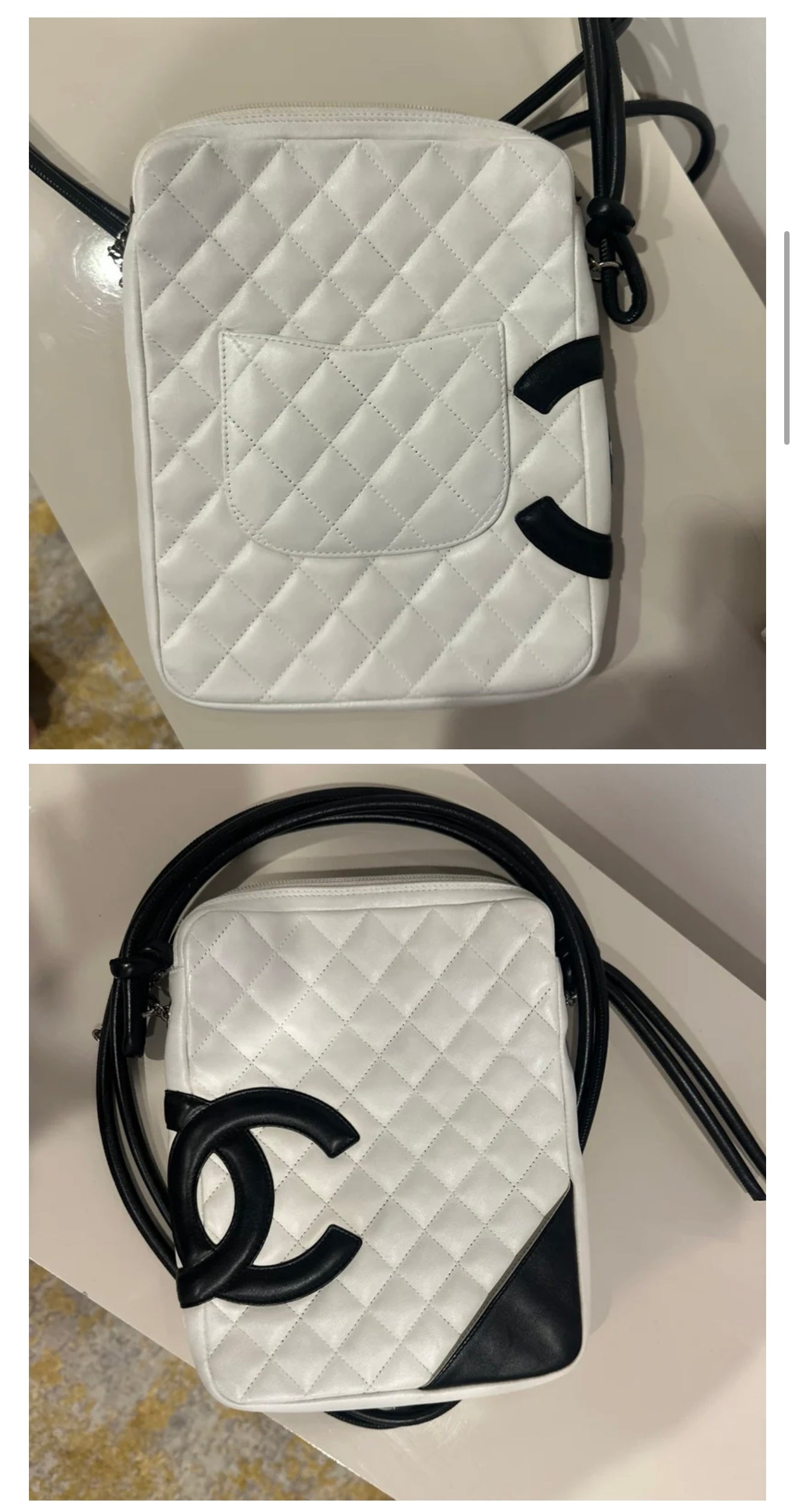 Chanel Ligne Cambon Messenger Crossbody Bag Black and White Vintage