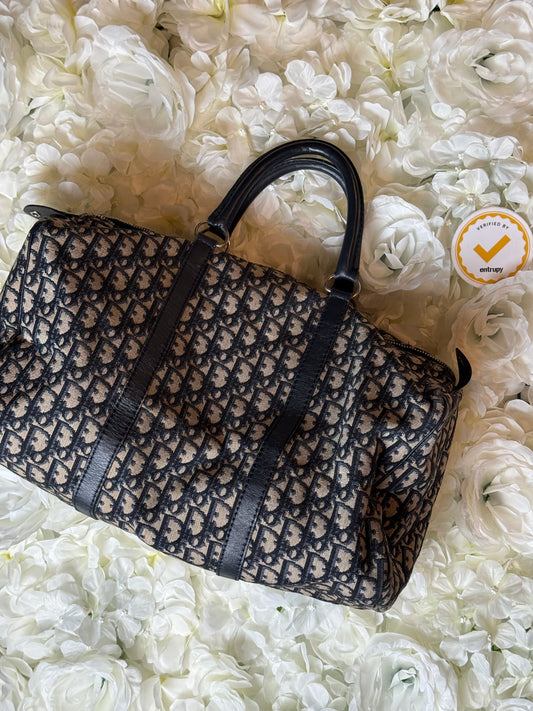 Christian Dior Trotter Canvas Boston Bag Large Vintage