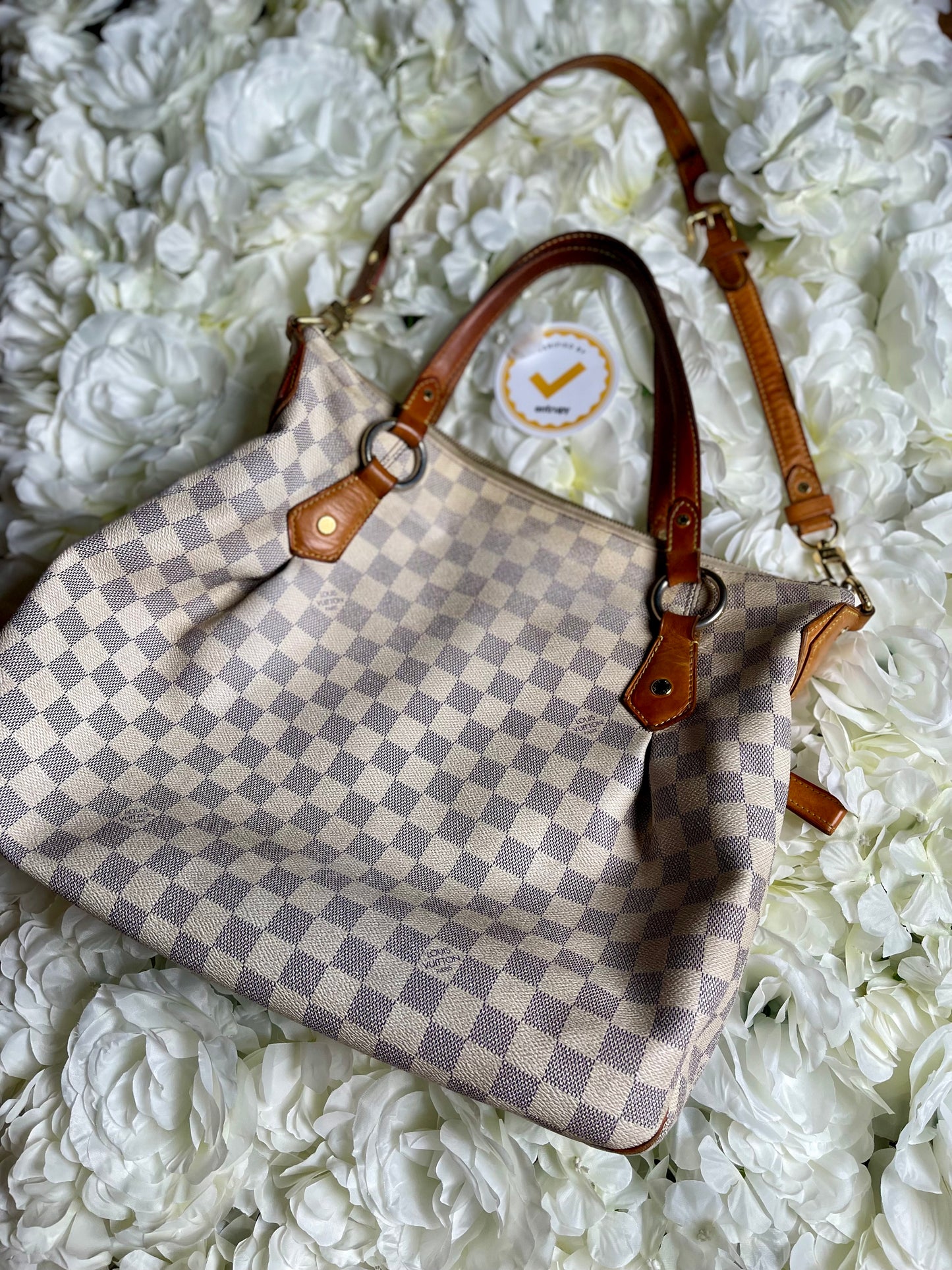 Louis Vuitton Evora Satchel Handbag Damier Azur- Vintage