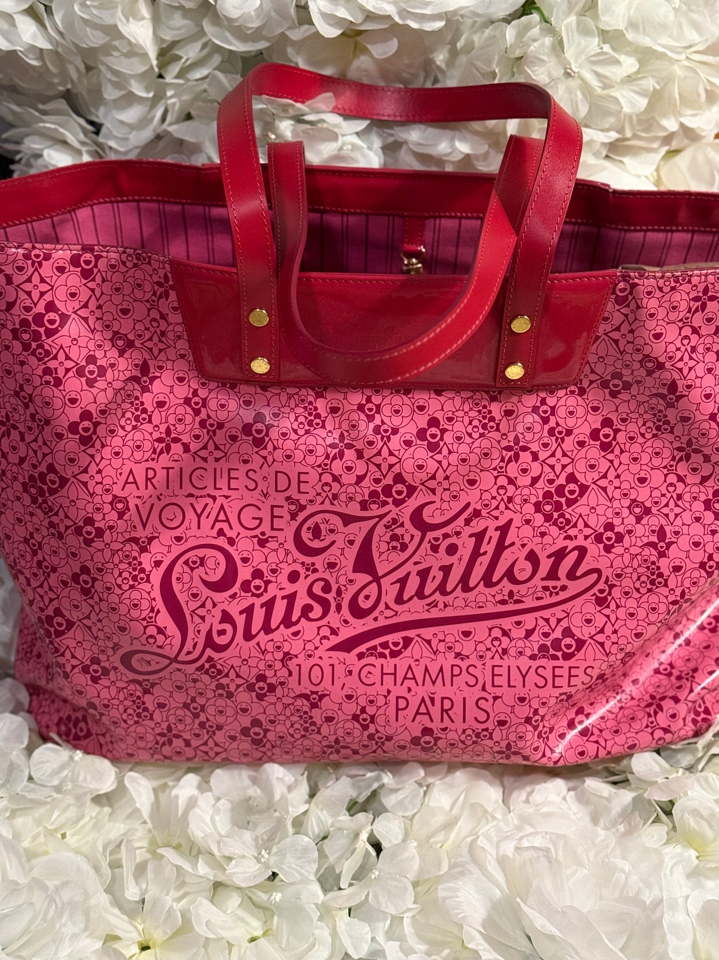 Louis Vuitton Cosmic Blossom Pink Murakami Tote Handbag