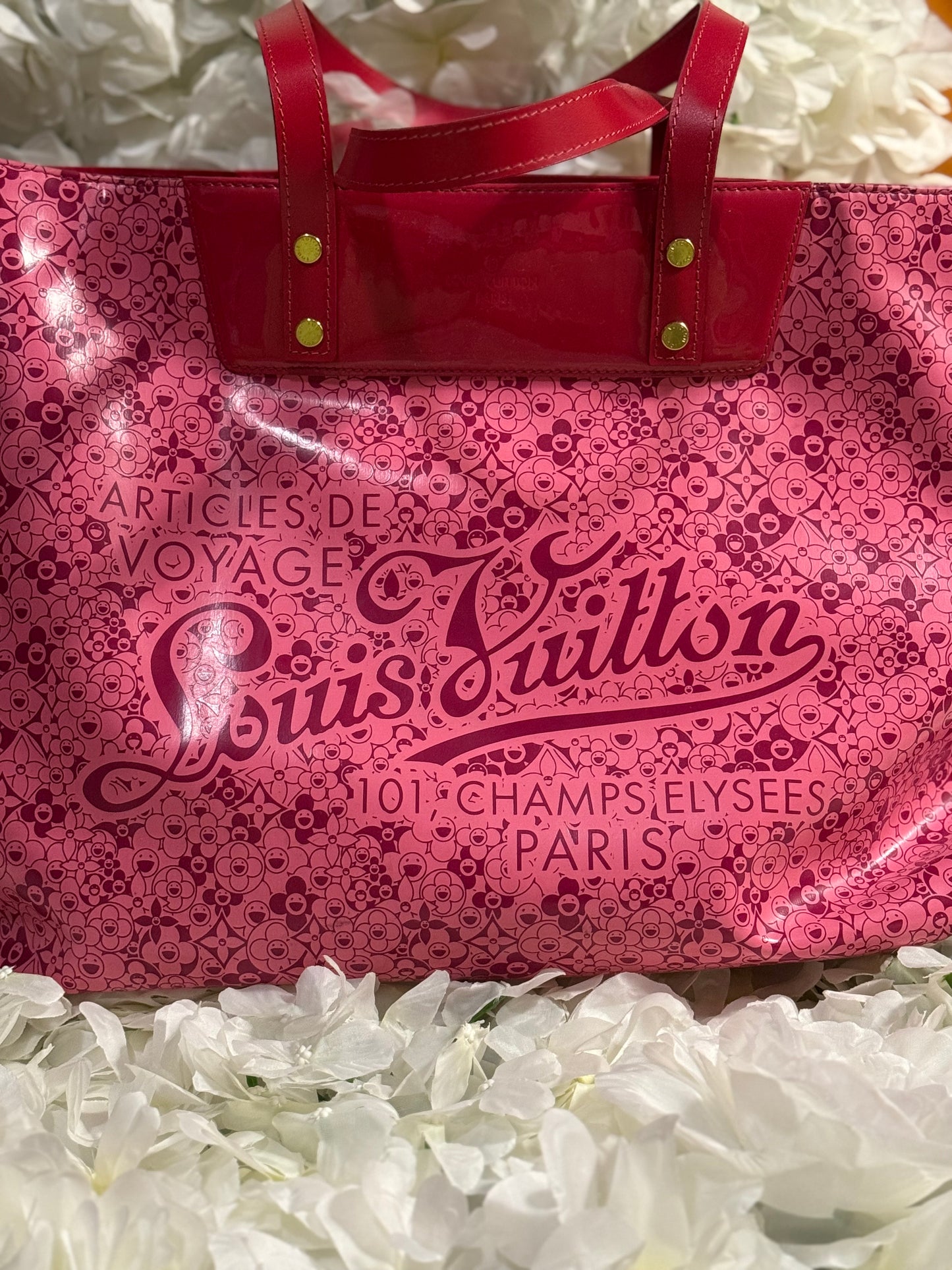 Louis Vuitton Cosmic Blossom Pink Murakami Tote Handbag