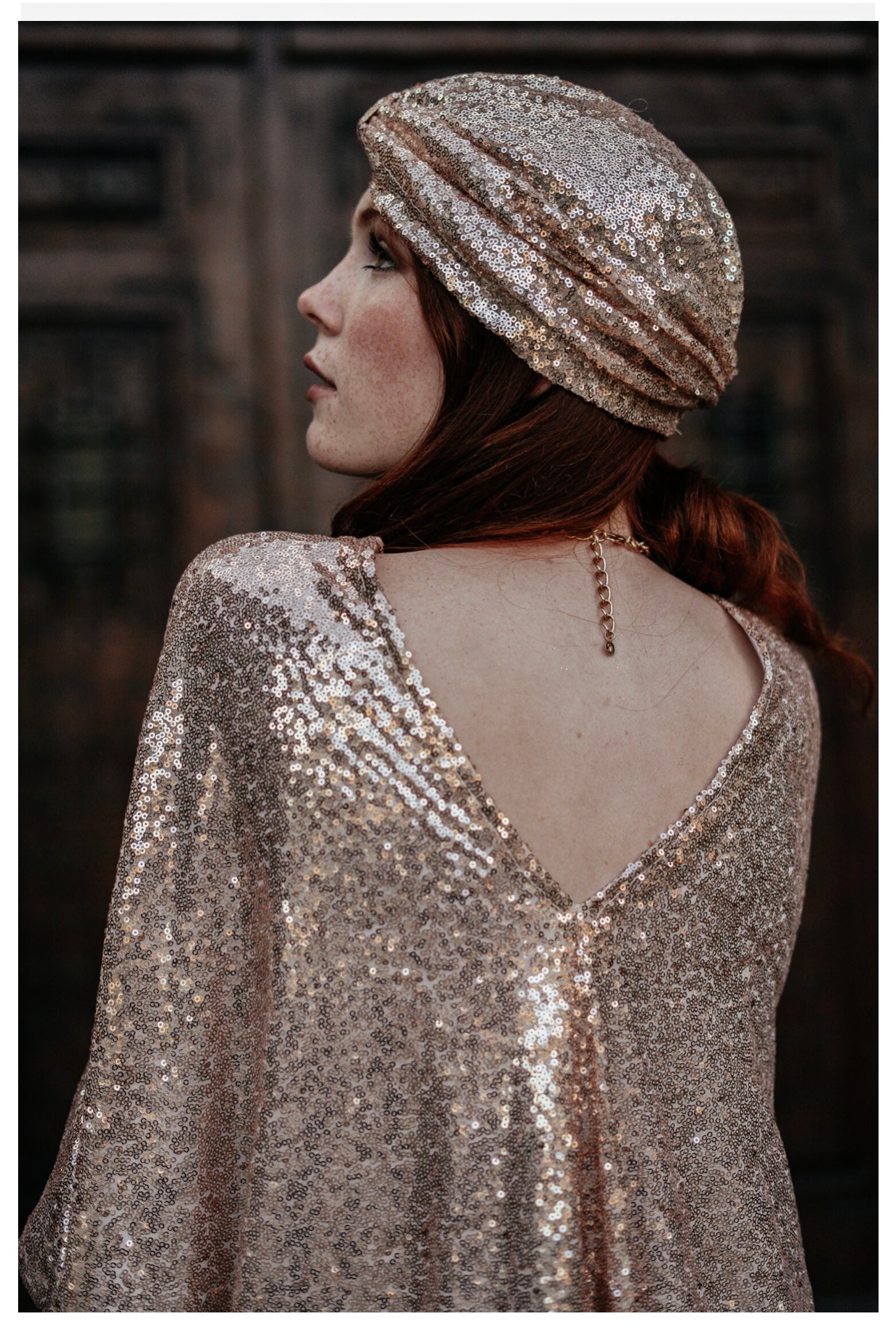 Rosalyn Rose Gold Sequin Turban