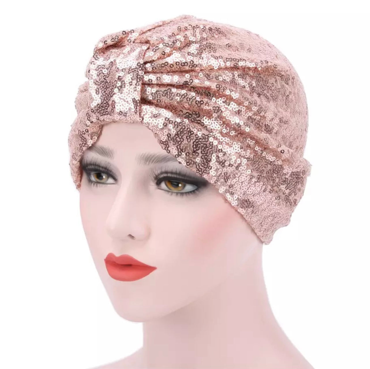 Rosalyn Rose Gold Sequin Turban