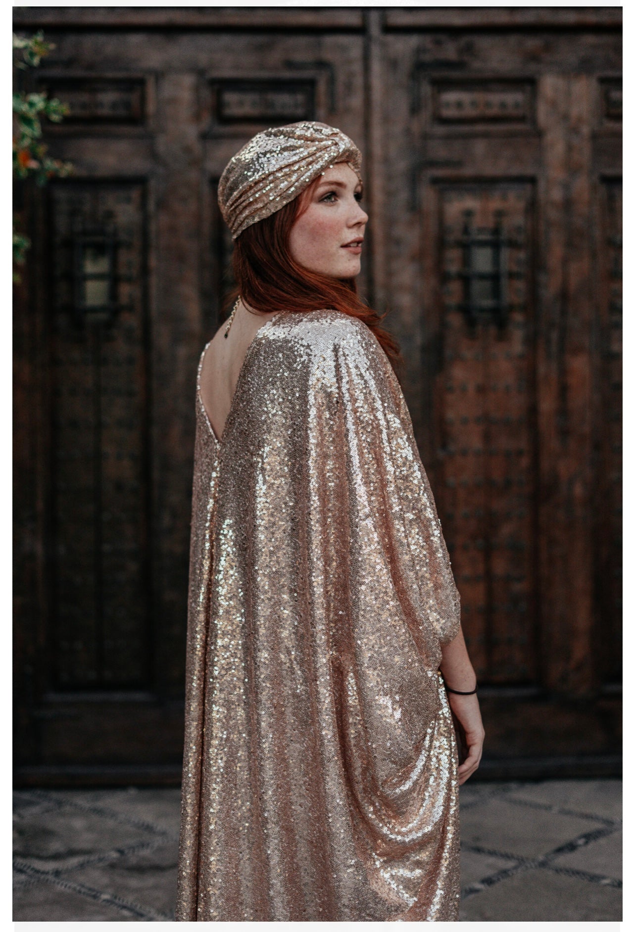 Rosalyn Rose Gold Sequin Turban